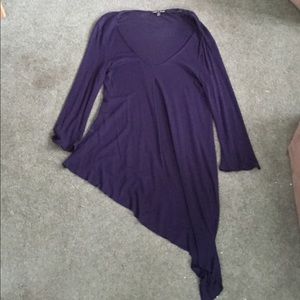 Long Asymmetrical Navy Blue Top, Large